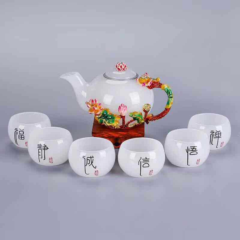 Enamel tea set suit travel Tea Set Chinese style Portable Kungfu Online tea set Office The reception