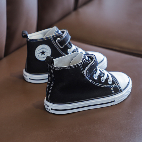 Children's canvas shoes, girls' mid-top sneakers, 2024 spring new style, boys' autumn new style, medium and large children's cloth shoes, trendy