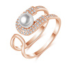 Fashionable elegant zirconium with bow, one size ring from pearl, micro incrustation, wholesale