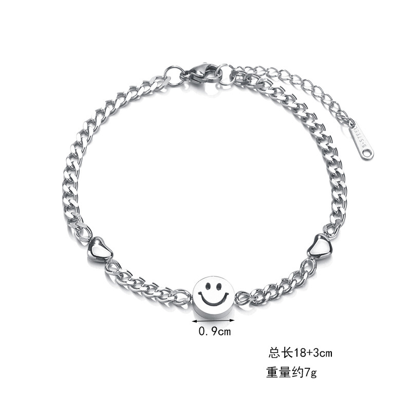 New Design Sense Titanium Steel Retro Personality Men And Women Love Smiley Bracelet Wholesale Nihaojewelry display picture 1