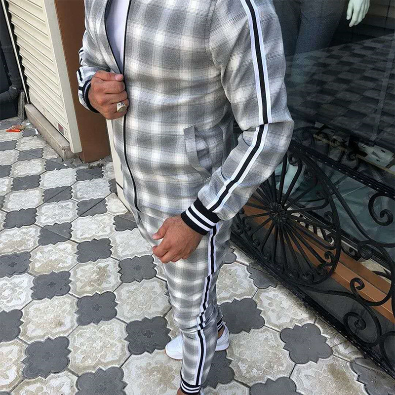 국경 간 남자 스포츠 레저 세트 남자 야외 운동복 새로운 빠른 건조 풀업 재킷 바지 투피스 세트