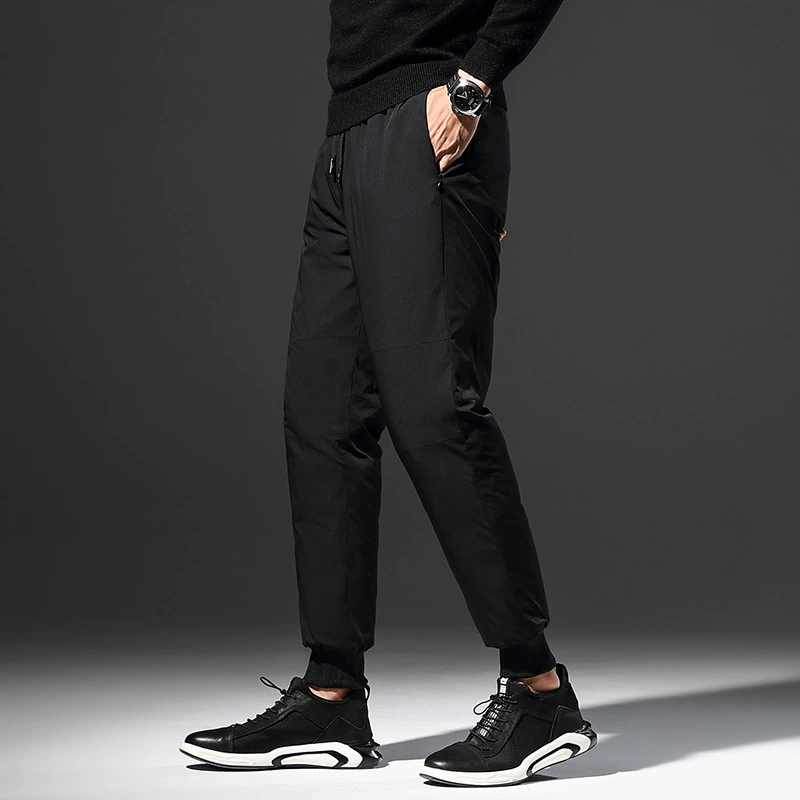 Прямые свободные пуховые брюки мужские зимние 2020 новые модные утолщенные длинные брюки мужские повседневные брюки для молодых и средних лет