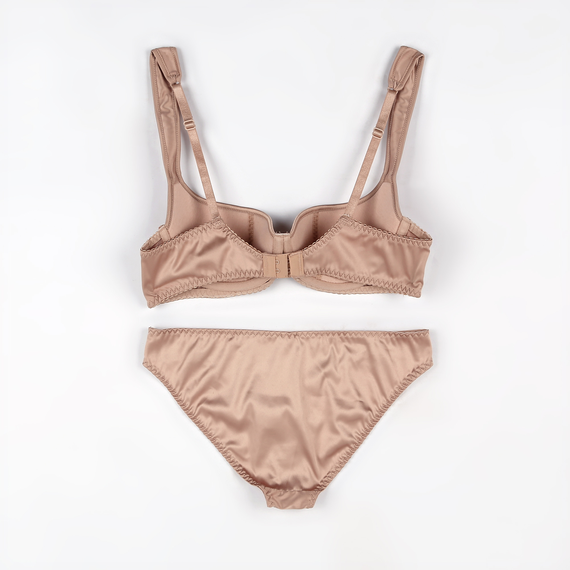 Thin cotton glossy lingerie sexy half cup thin colored Ding women's large chest display small size bra set_voghion.com