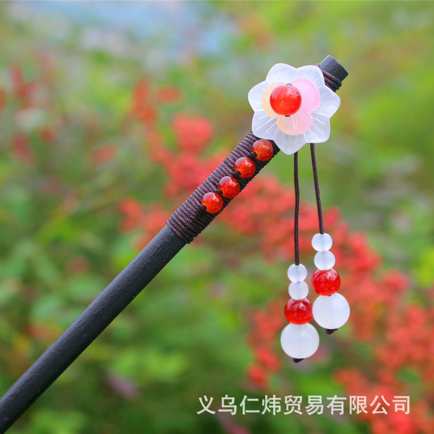 Temperamento clásico borla paso horquilla chica Hanfu tocado accesorios para el cabello hecho a mano horquilla de madera updo Internet celebridad antiguo traje palillos