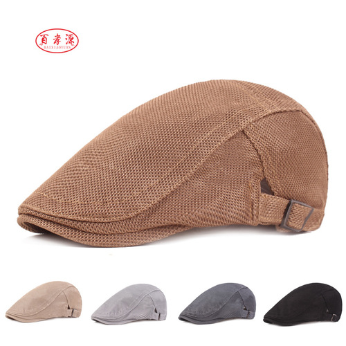 Beret, women's summer mesh hat, breathable forward hat, sun visor, men's peaked cap, literary youth hat