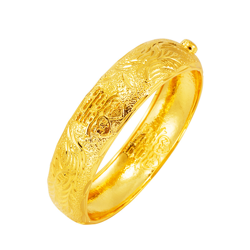 Joyería nupcial de la boda hebilla de dragón y Fénix pulsera de oro chapado en oro de la joyería de las mujeres de imitación pulsera de oro regalo de boda al por mayor