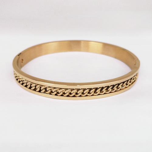 European and American large-chain bracelets with factory logo, direct factory sales cross-border stainless steel men's bracelets