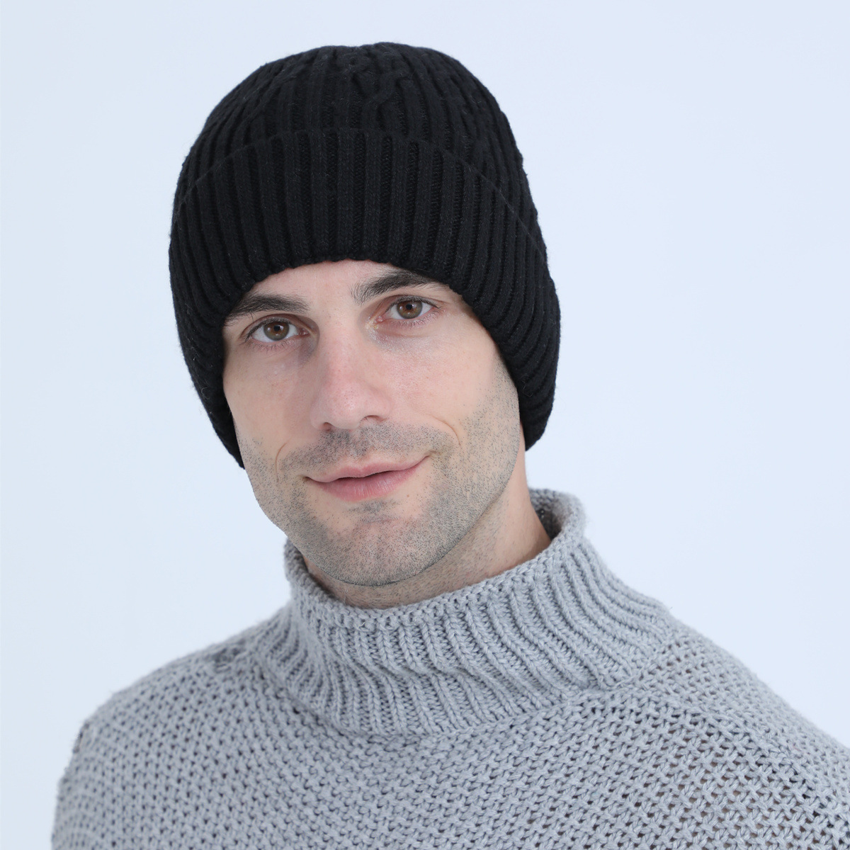 Knitted Beanie Hat For Men Warm Winter Wool Cycling Ear Cap_voghion.com