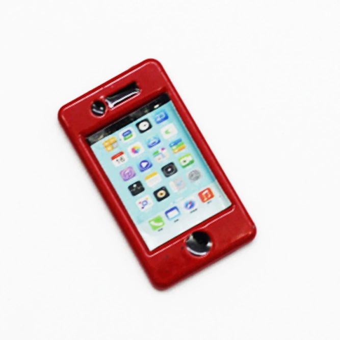 Realistic small mobile phone with accessories, doll house