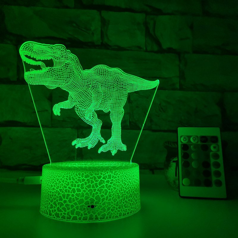 Creative Dinosaur Series 3D Night Light LED Crack Remote Control Gift 3D Table Lamp Support DIY Customization