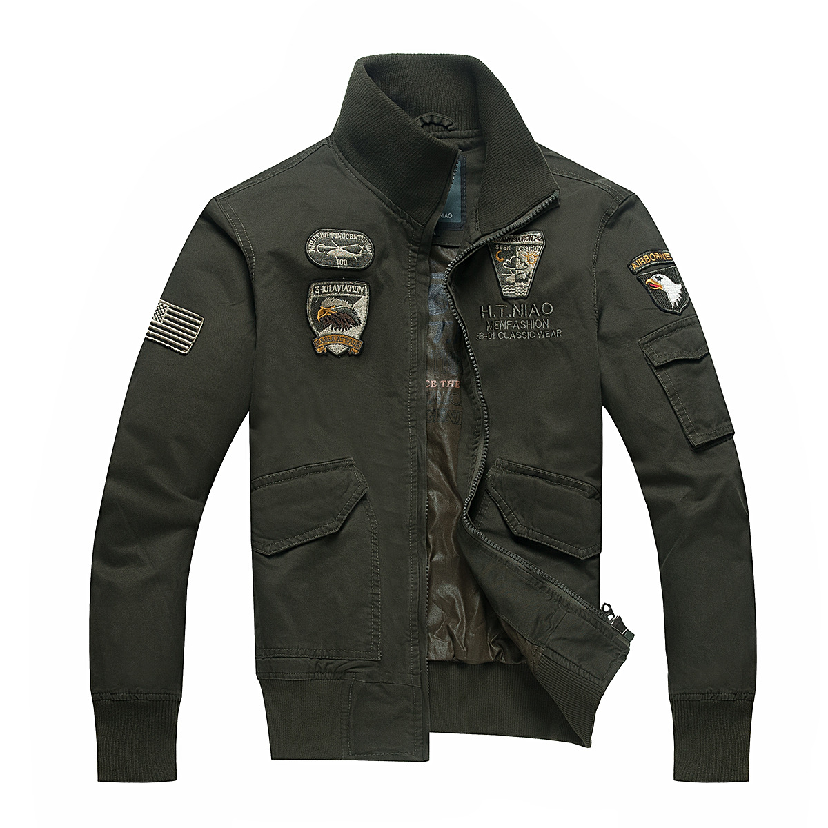 Good quality washed pure cotton Force No.1 military jacket jacket, men's trendy plus size trend_voghion.com