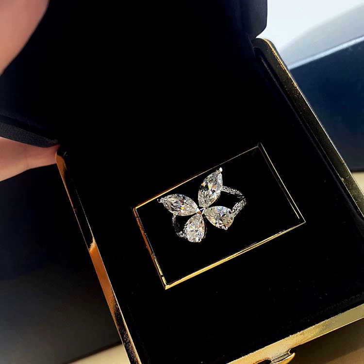 Material, sophisticated universal ring, silver 925 sample, diamond encrusted