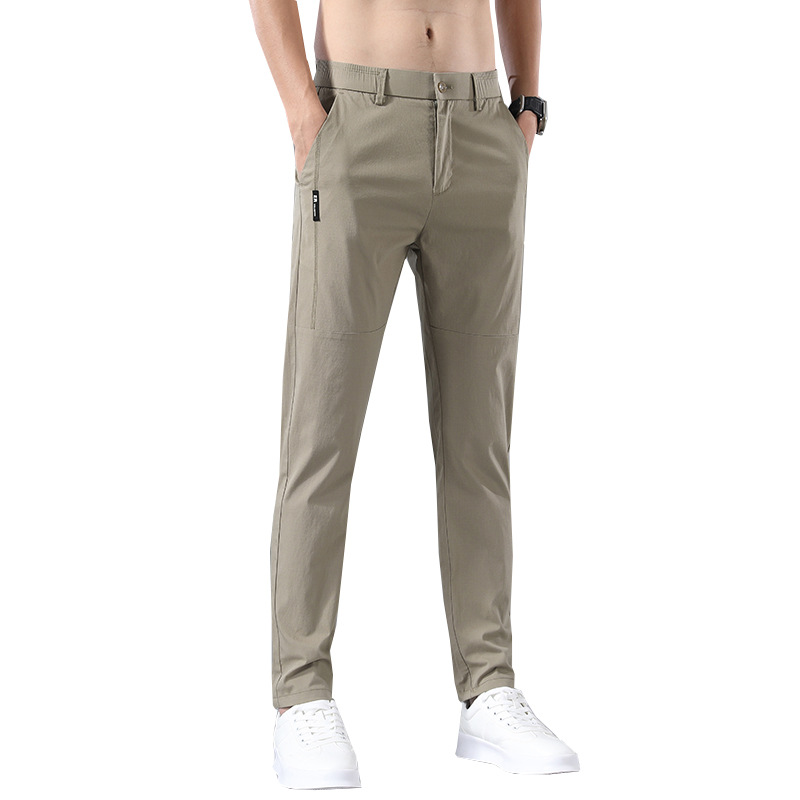 Pantalones casuales de hombre populares de calidad 2021 estilo coreano de moda slim fit pequeño algodón recto elástico pantalones transpirables para hombres