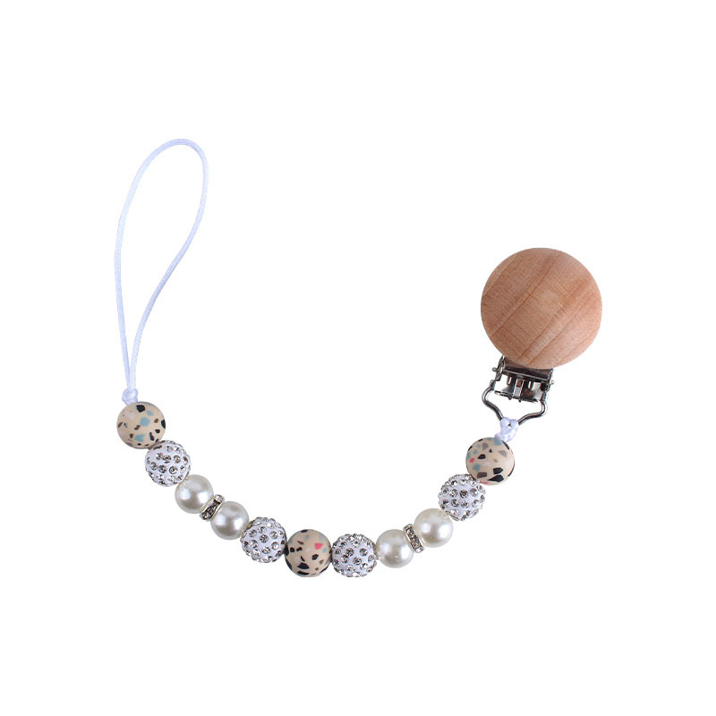 Nuevo bebé haya chupete clip bebé creativo leopardo perlas de gel mordedor gel pulsera chupete cadena anti-cadena
