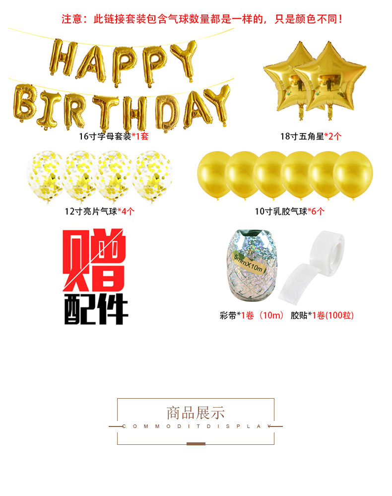 New 16 Inch Happy Birthday Aluminum Film Balloon Set display picture 3