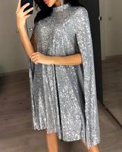 斗篷式亮片派对连衣裙女 Women's cape sequin party dress