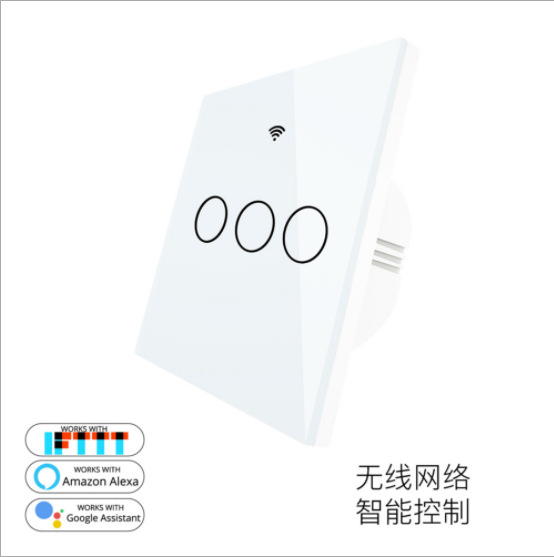 wifi智能触摸开关 86型欧式3开智能墙壁开关支持Alexagoogle home