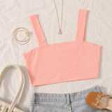 Весенняя базовая сексуальная короткая приталенная майка топ, квадратный вырез, в западном стиле