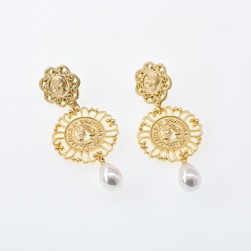 Pendientes De Perlas De Monedas De Moda display picture 5