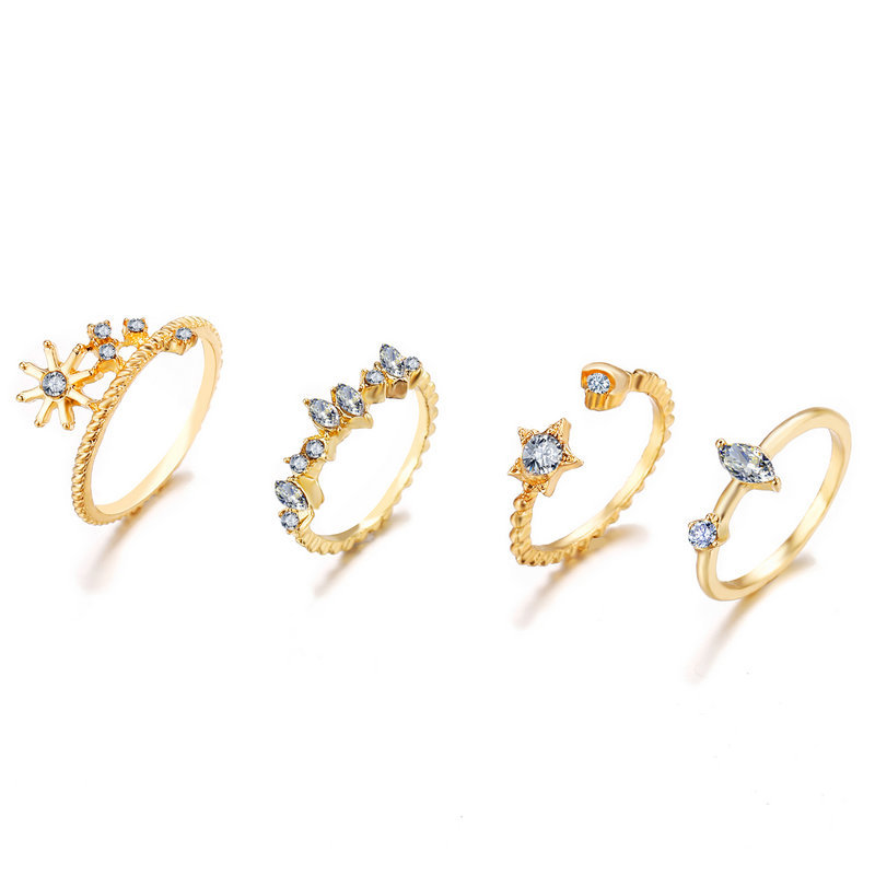 star crescent ring 9 piece set creative retro simple alloy joint ring wholesale niihaojewelrypicture3