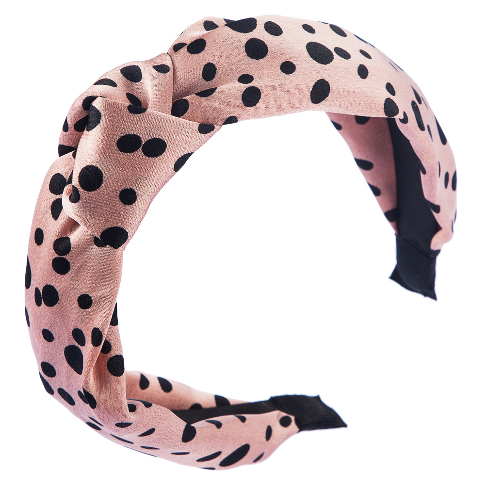 Korean Fashion Fabric Headband Retro Wave Dot Knotted Widened Simple Headband display picture 9