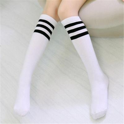 童裝襪子兒童小學生幼兒園校服演唱服白底黑條棉質中筒襪男女學院
