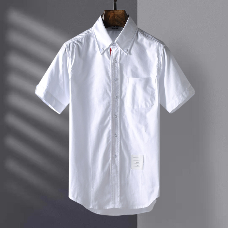 tb shirt casual bf style oxford cotton white TB men and women couples red White blue inner webbing short sleeve shirt