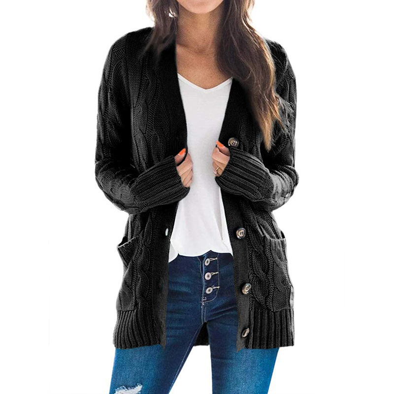 Suéter Cárdigan Nuevo de Otoño-Invierno 2026 para Mujer, Estilo Europeo y Americano, Cuello en V, Cierre de un Botón, Chaqueta de Punto de Manga Larga