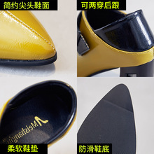 网红高跟鞋女2022新款春季软面尖头粗跟单鞋深口外贸女鞋