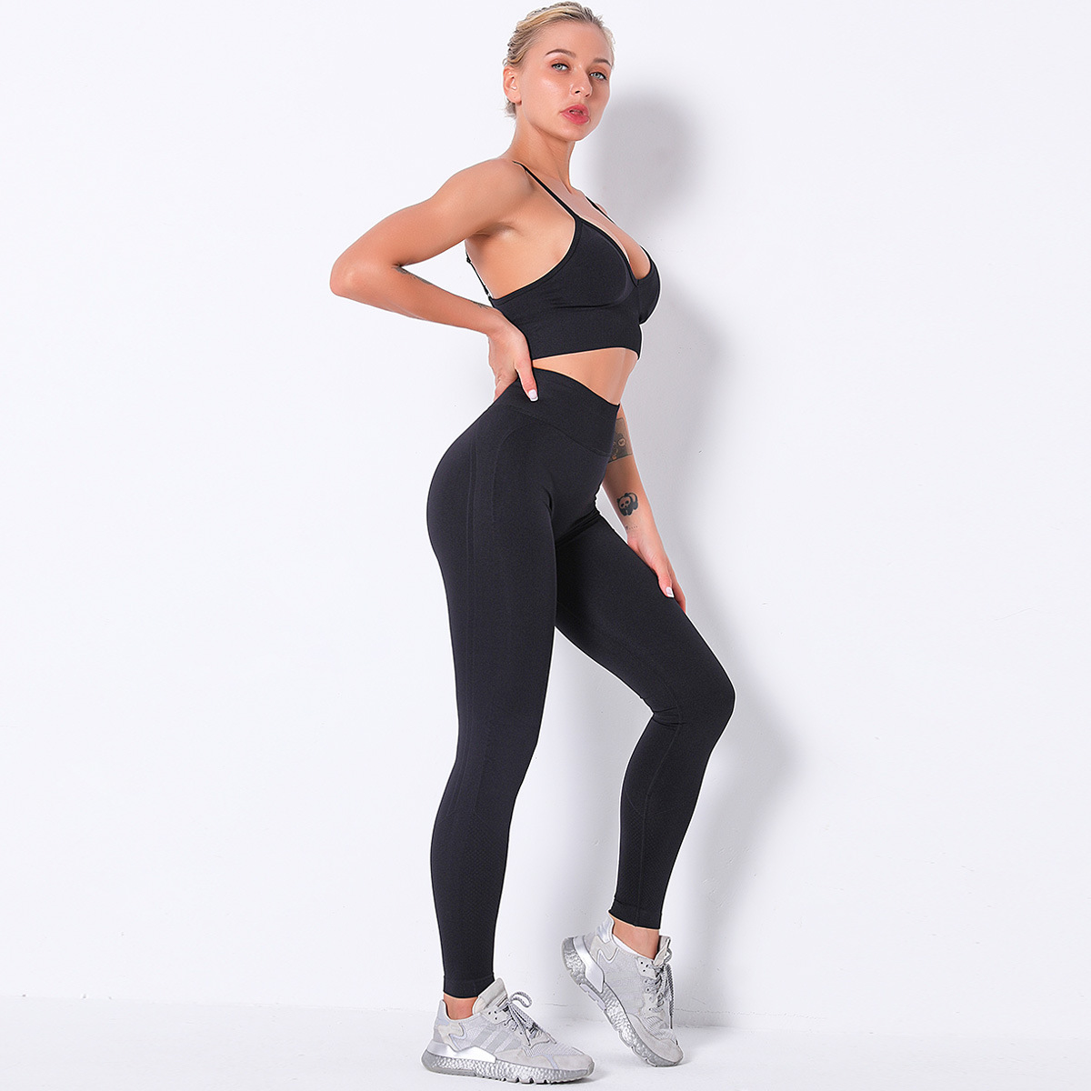 beauty back bra high waist hip yoga pants set  NSNS10686