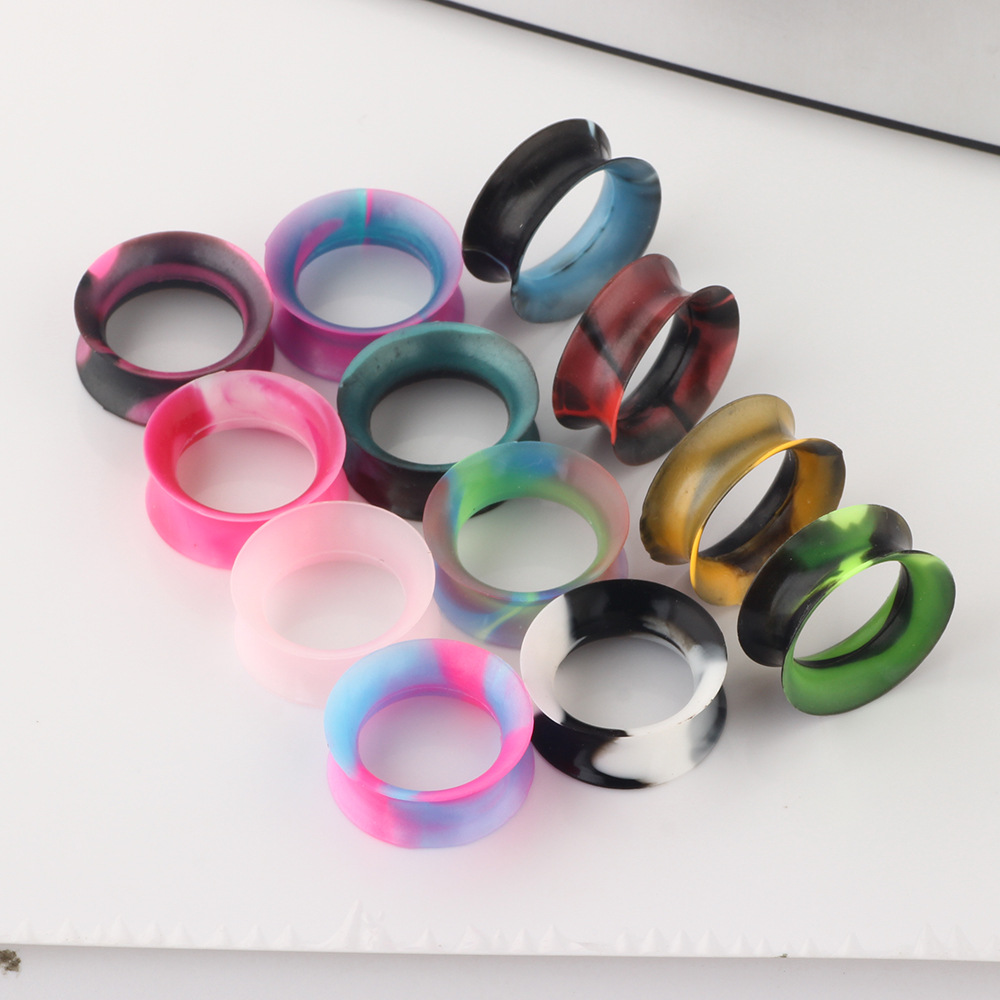 New Pearl Two-Color Thin Silicone Ear Piercing Jewelry Ear Gauges for EBAY Amazon WISH detail image 7