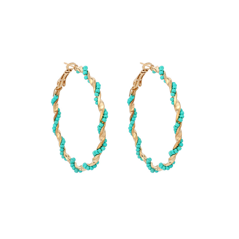 New exaggerated big circle trendy bohemian round bead earrings for women