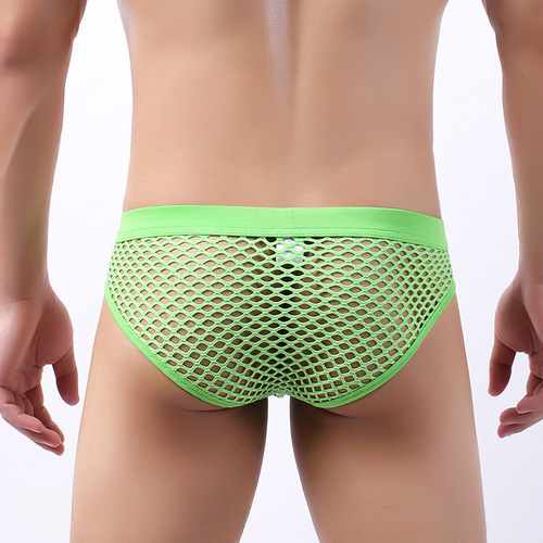 Foreign trade wholesale sexy men's underwear large mesh sexy pajamas fishnet shorts U protruding briefs one piece drop shipping