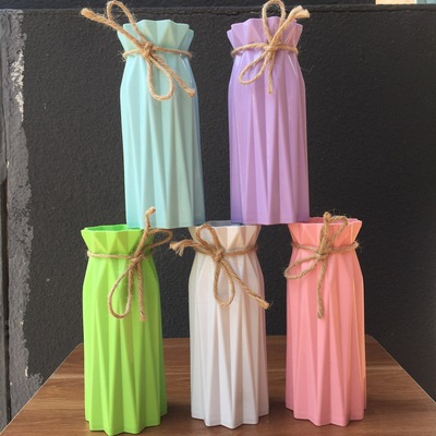 特价塑料花瓶欧式小清新田园风折纸花瓶花艺摆件家居装饰桌面花器