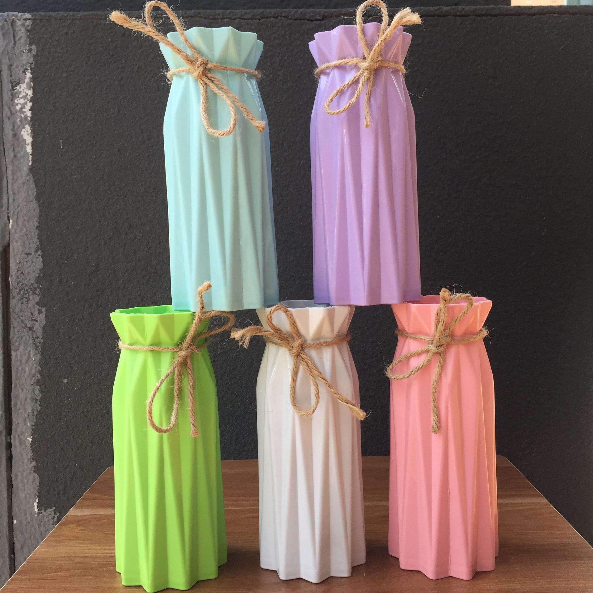 特价塑料花瓶欧式小清新田园风折纸花瓶花艺摆件家居装饰桌面花器