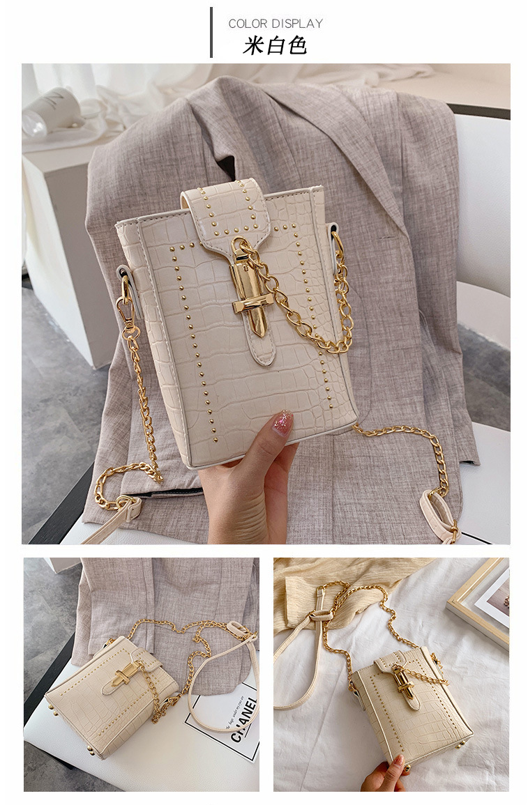 New Trendy Wild One-shoulder Messenger Chain Crocodile Pattern Mobile Phone Bag display picture 52