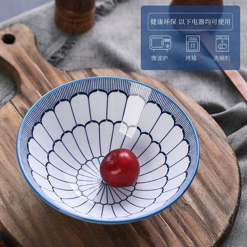 Блюдо для udon 7.5 дюймов из Jingdezhen, подглазурная керамика, рамен в японском стиле, китайская миска для супов, салатная миска