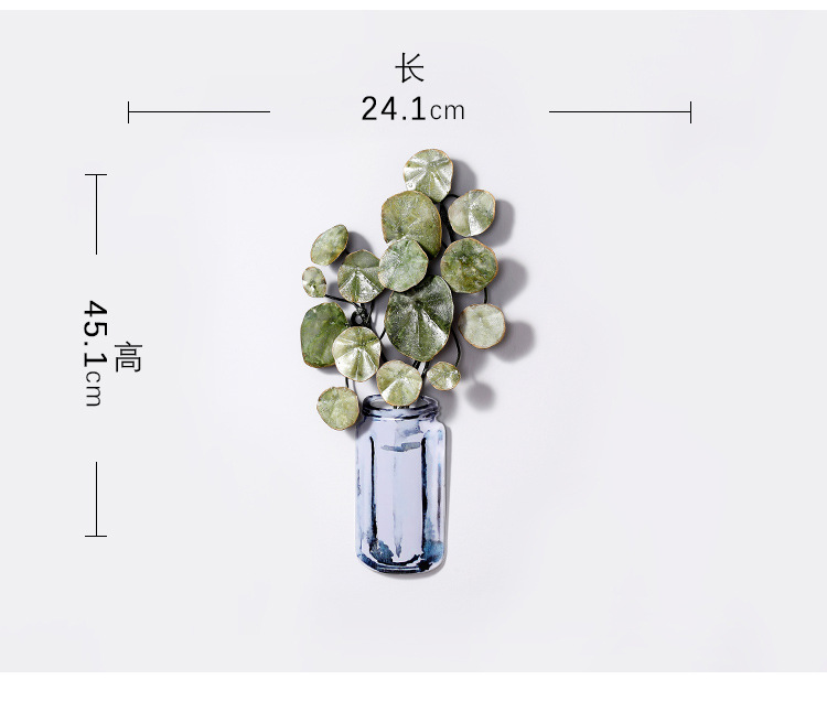 ins田园仿真绿植玻璃花瓶铁艺壁挂 创意家居房间玄关书房墙面装饰详情图4