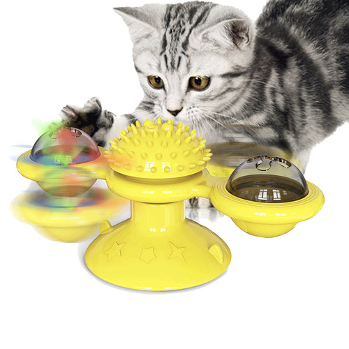 Pet toy plastic spinning windmill cat toy teaser spinning wheel ball for entertainment, grinding teeth, biting, self-entertaining, rubbing fur tool