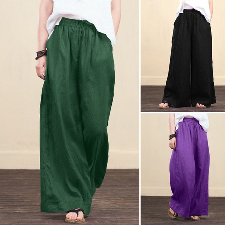 Women's Daily Casual Solid Color Full Length Wide Leg Pants display picture 2