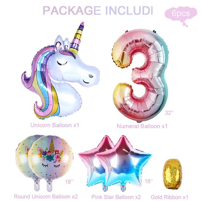 6-7pcs-lot-Rainbow-Unicorn-Bal