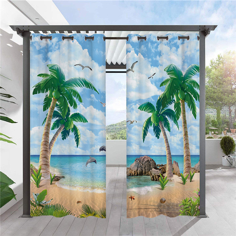 Outdoor Waterproof 3D Seascape Series Digital Printing Shading Fabric Curtain Foreign Trade Weight Light Personality to Figure Outdoor Waterproof 3D Seascape Series Digital Printing Shading Fabric Curtain Foreign Trade Weight Light Personality to Figure