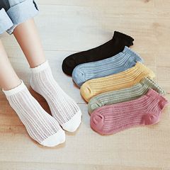 Spring and Summer New Arrival Women's Low-Cut Socks, Solid Color, Mesh-Fabric, Breathable, Simple & Hollowed-Out Design, Cotton, Thin-Style Socks—Wholesale