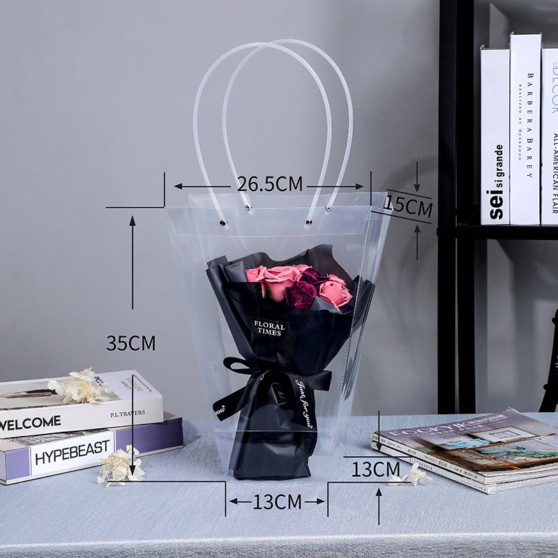 Directo de fábrica transparente flor bolso trapezoidal ramo bolso de mano Día DE LA Madre bolsa de regalo de mano