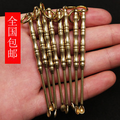 Handmade pure copper ear scoop keychain pendant portable brass mini knife old-fashioned bamboo ear rake ear scoop