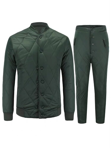 Winter cotton-padded clothes with velvet and thickened cotton clothes for middle-aged and elderly men in cold storage work, cold-proof cotton clothes, labor protection cotton clothes and trousers suits
