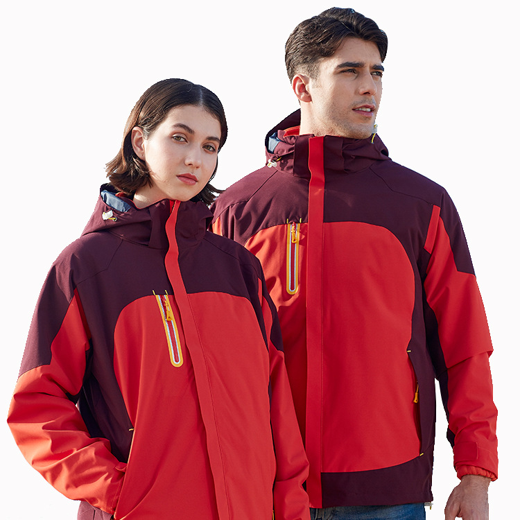 Jacket Men's And Women's Same Style Plus Velvet Thickening Mountaineering Ski Jacket Jacket Two-piece Three-in-one Outdoor Printed LOGO