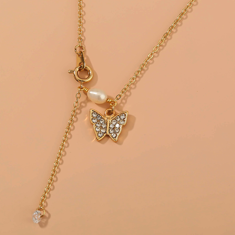 Collier Zircon Simple À Pendentif Long Papillon Serti De Diamants display picture 6