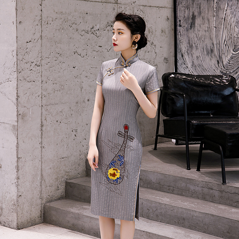 cotton chinese dress Chinese Dress Qipao for women Cotton hemp cheongsam dress of the Republic of China