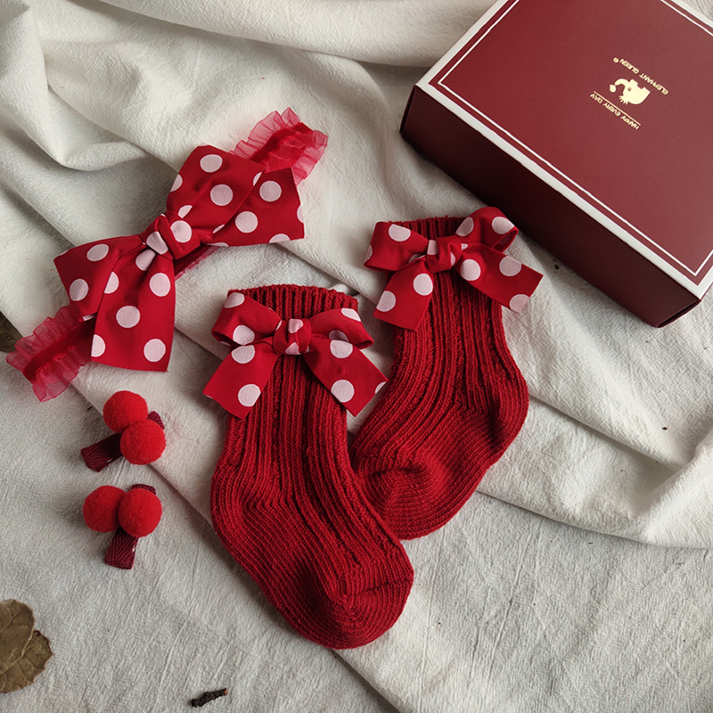 큰 물결 선물 상자 (양말 + 헤어밴드 + 머리핀)